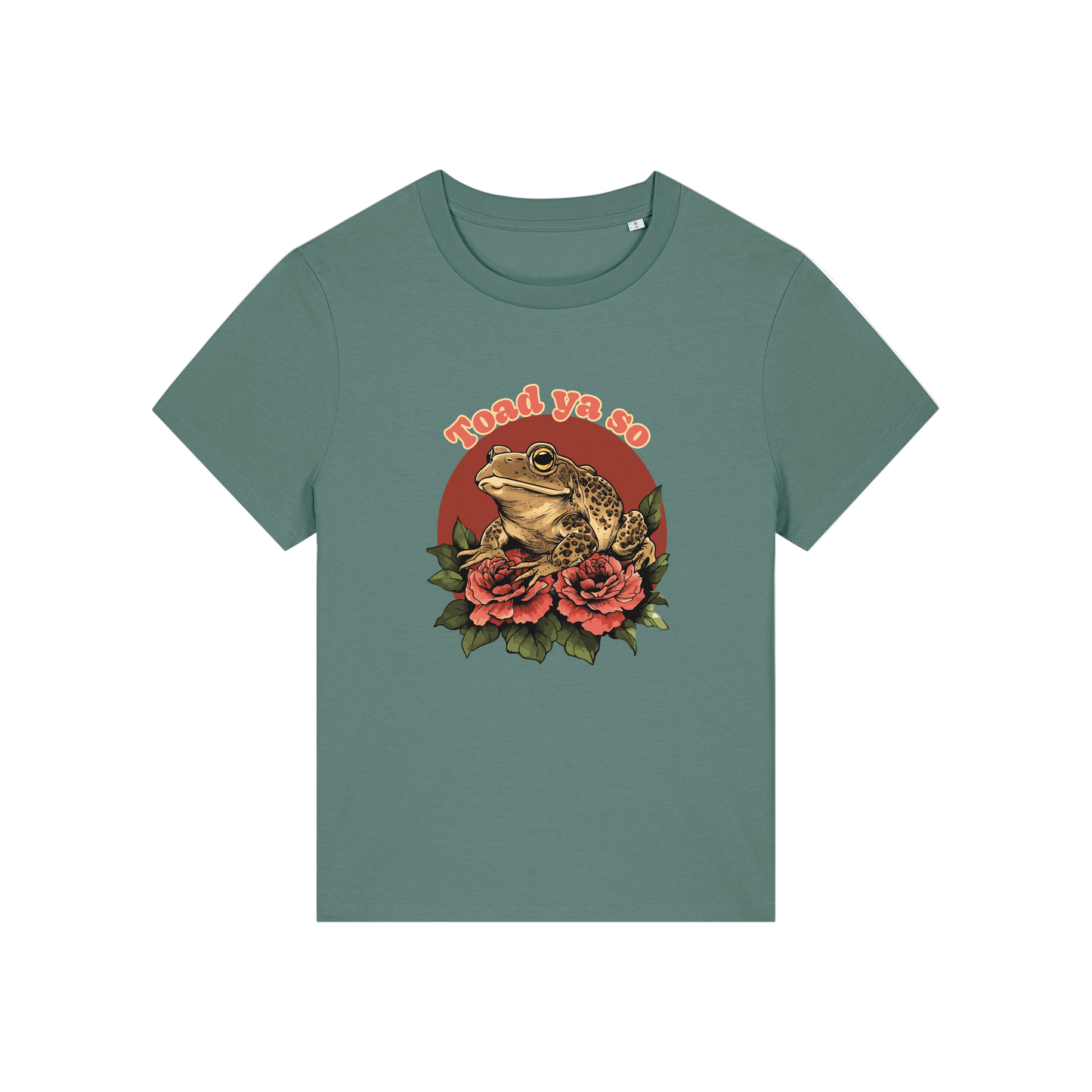 green funny animal t-shirt with the graphic of a toad and the slogan 'toad ya so'