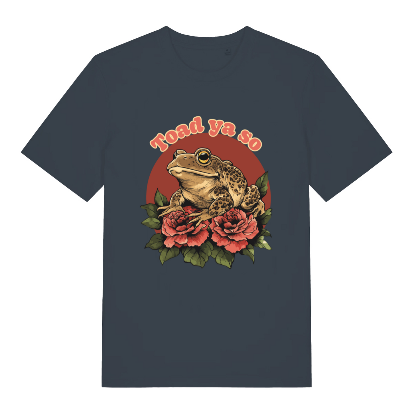 ink grey women's funny animal t-shirt with the graphic of a toad and the slogan 'toad ya so'