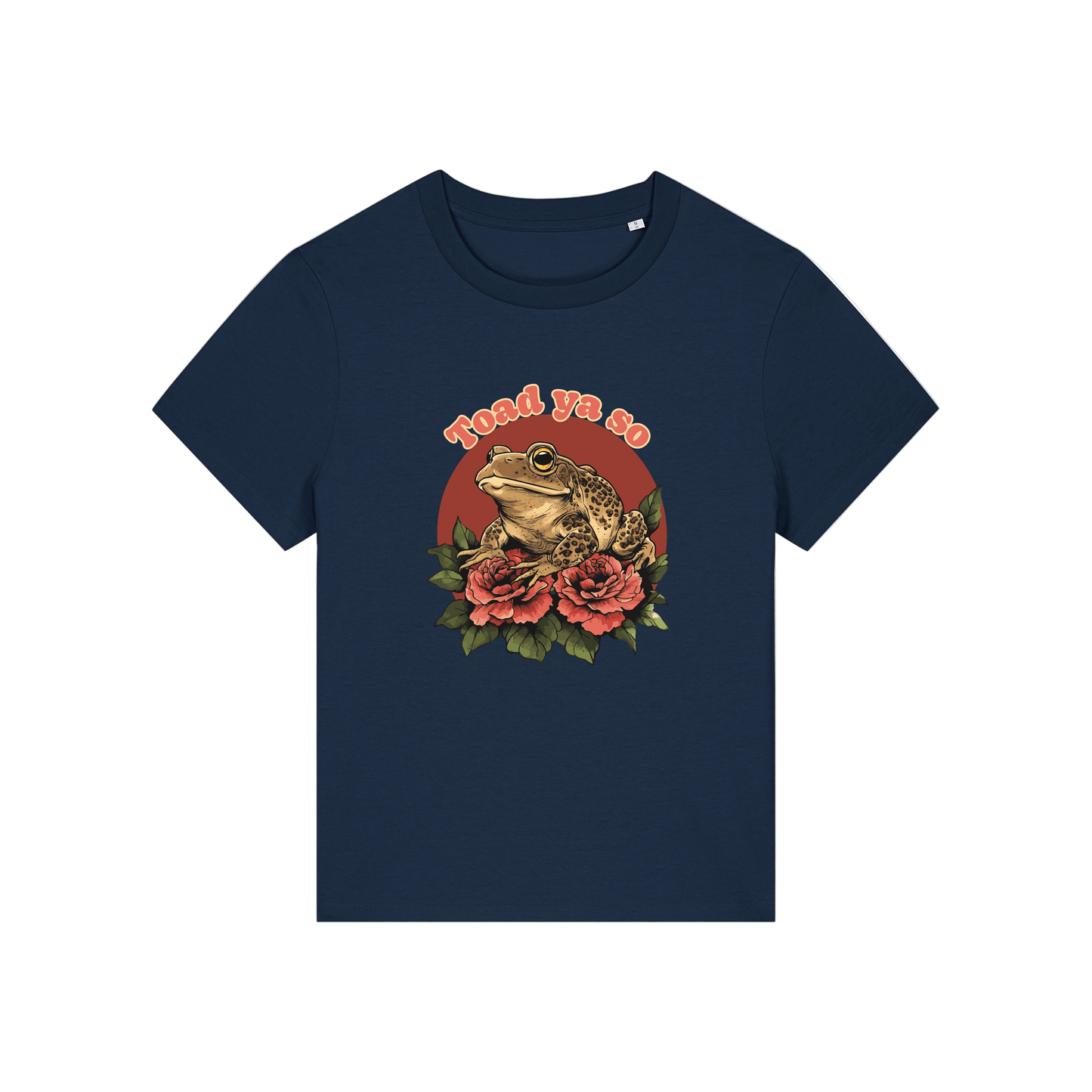 navy funny animal t-shirt with the graphic of a toad and the slogan 'toad ya so'