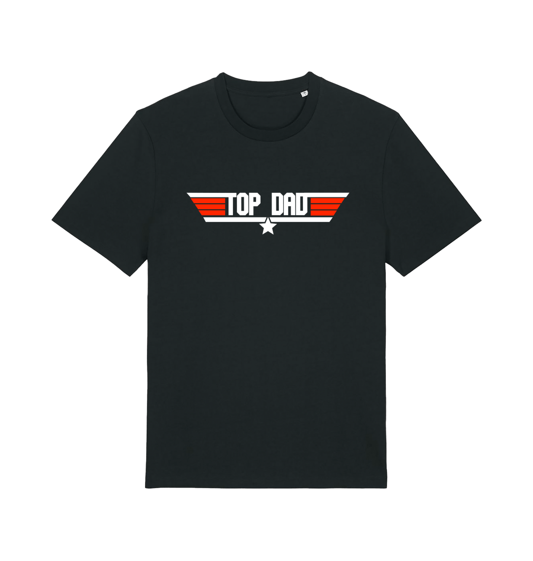 black dad t-shirt with the slogan 'top dad'
