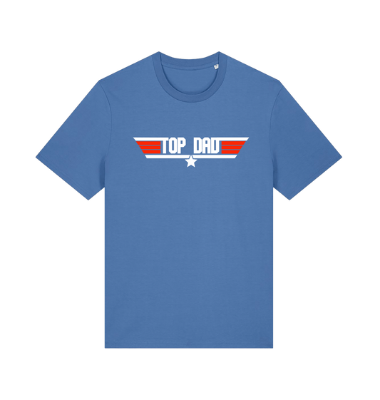 blue dad t-shirt with the slogan 'top dad'