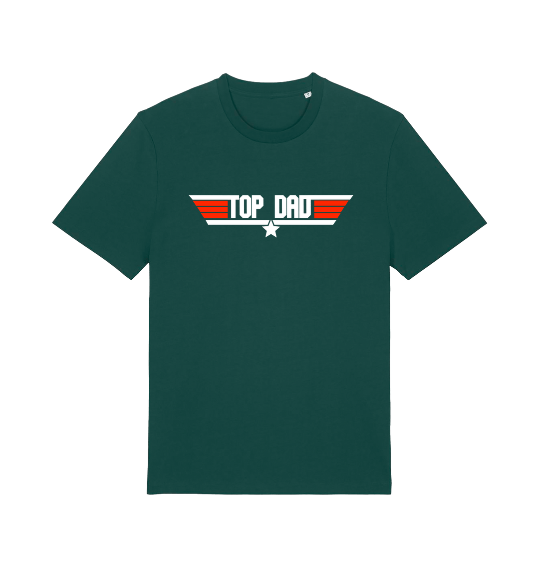 green dad t-shirt with the slogan 'top dad'