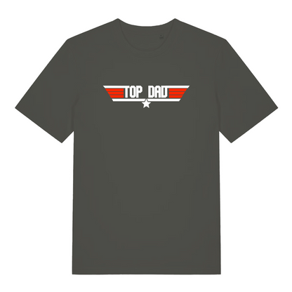 khaki dad t-shirt with the text 'top dad'