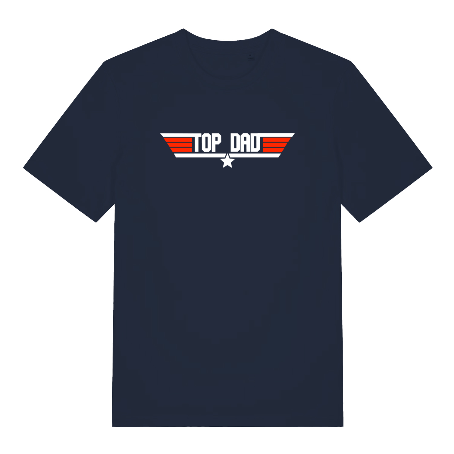 navy dad t-shirt with the text 'top dad'