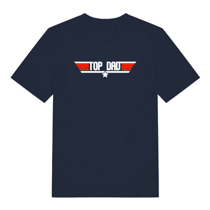 navy dad t-shirt with the text 'top dad'