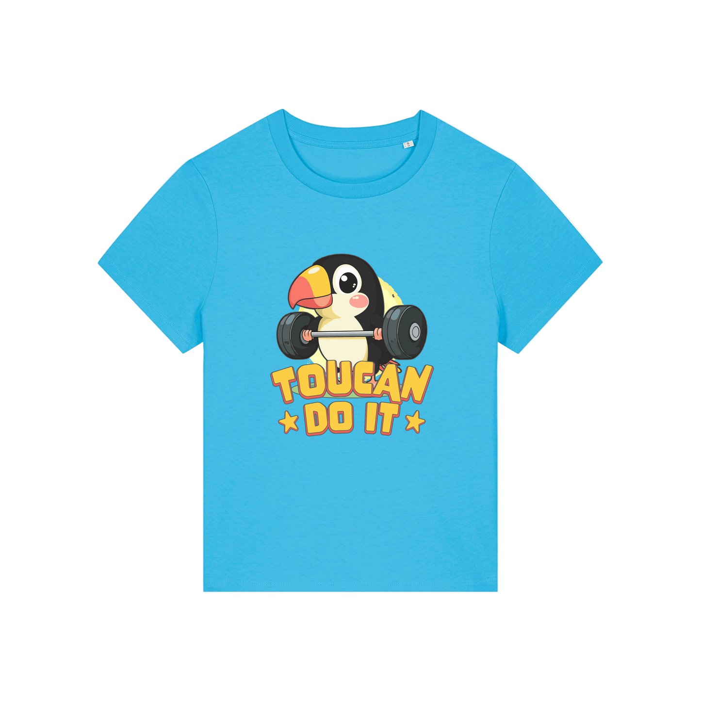 blue kawaii t-shirt with the graphic of a toucan and the slogan 'toucan do it'