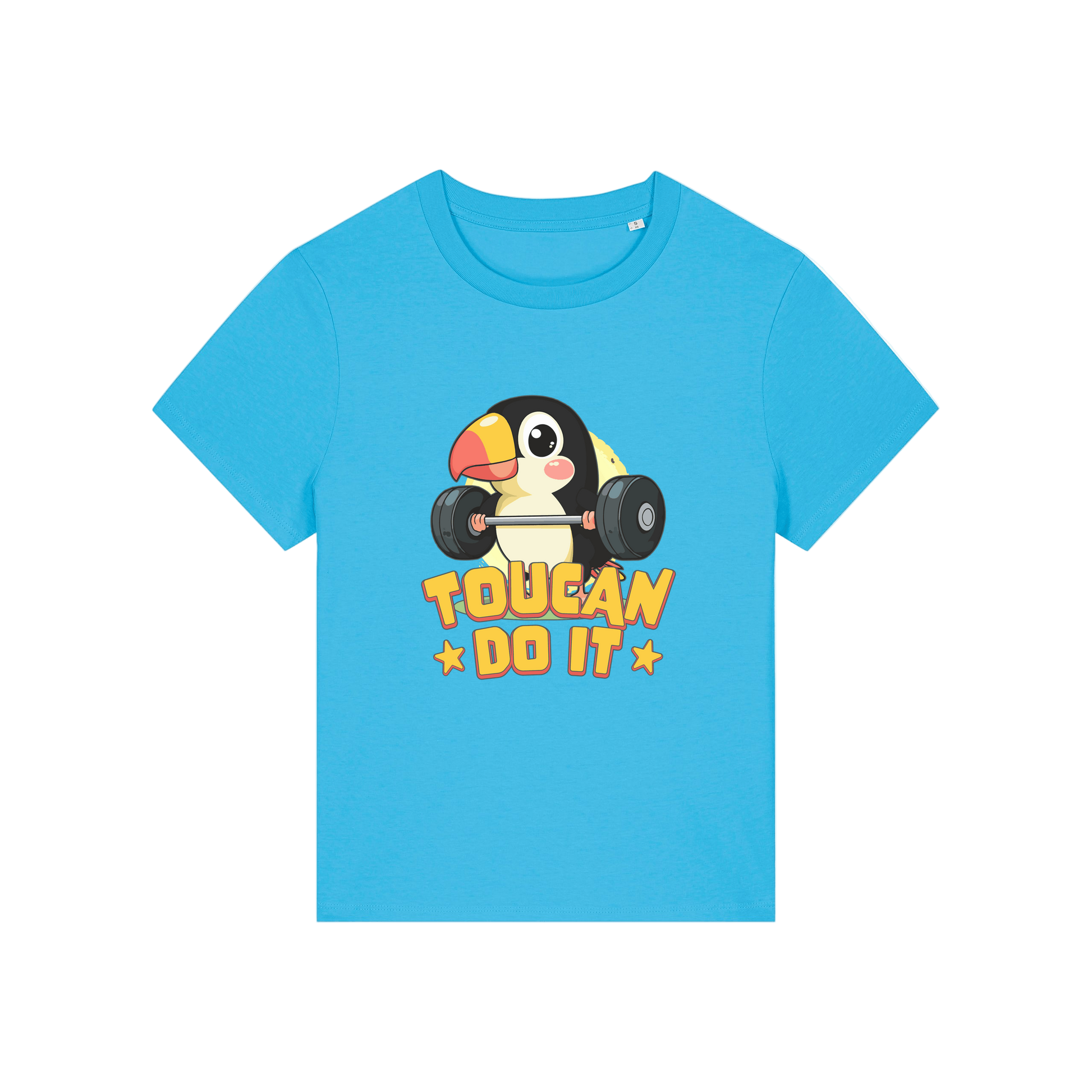 blue kawaii t-shirt with the graphic of a toucan and the slogan 'toucan do it'