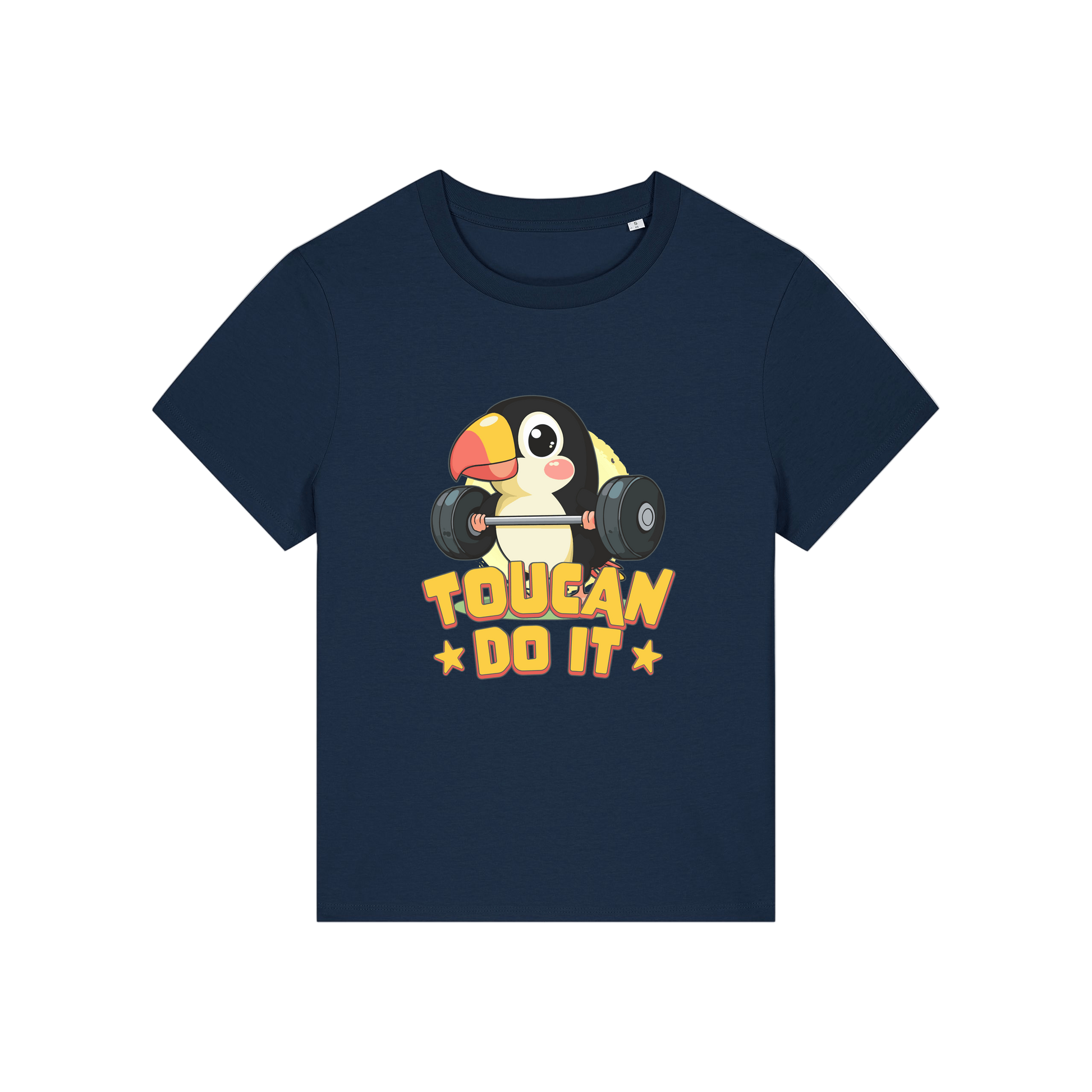 navy kawaii t-shirt with the graphic of a toucan and the slogan 'toucan do it'