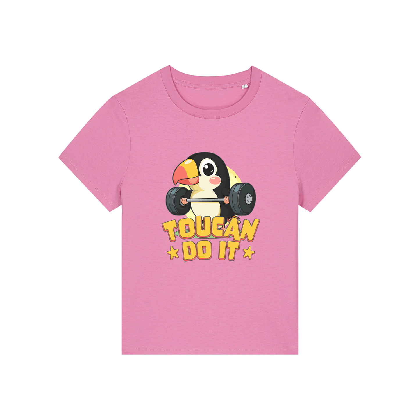 pink kawaii t-shirt with the graphic of a toucan and the slogan 'toucan do it'