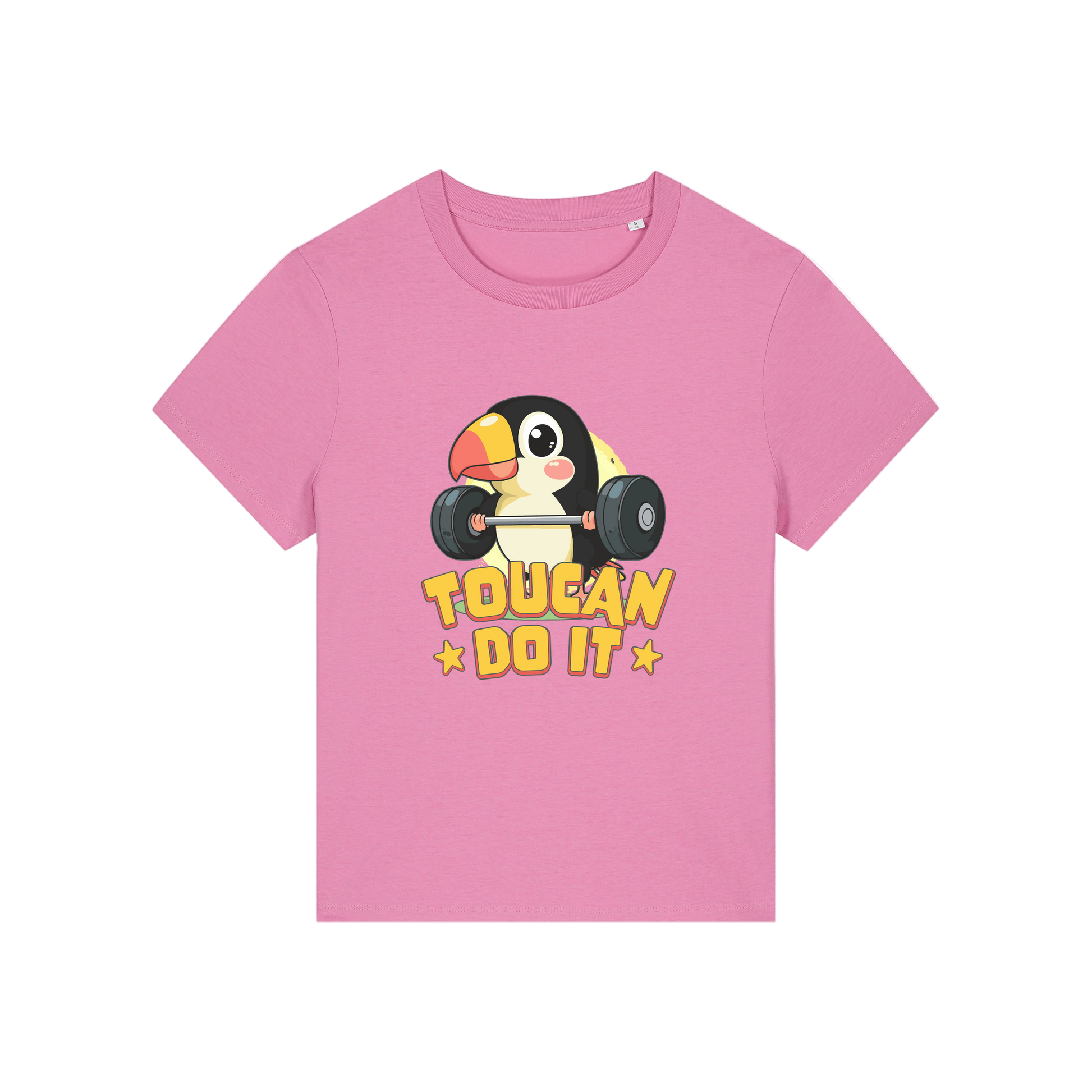 pink kawaii t-shirt with the graphic of a toucan and the slogan 'toucan do it'