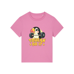 pink kawaii t-shirt with the graphic of a toucan and the slogan 'toucan do it'
