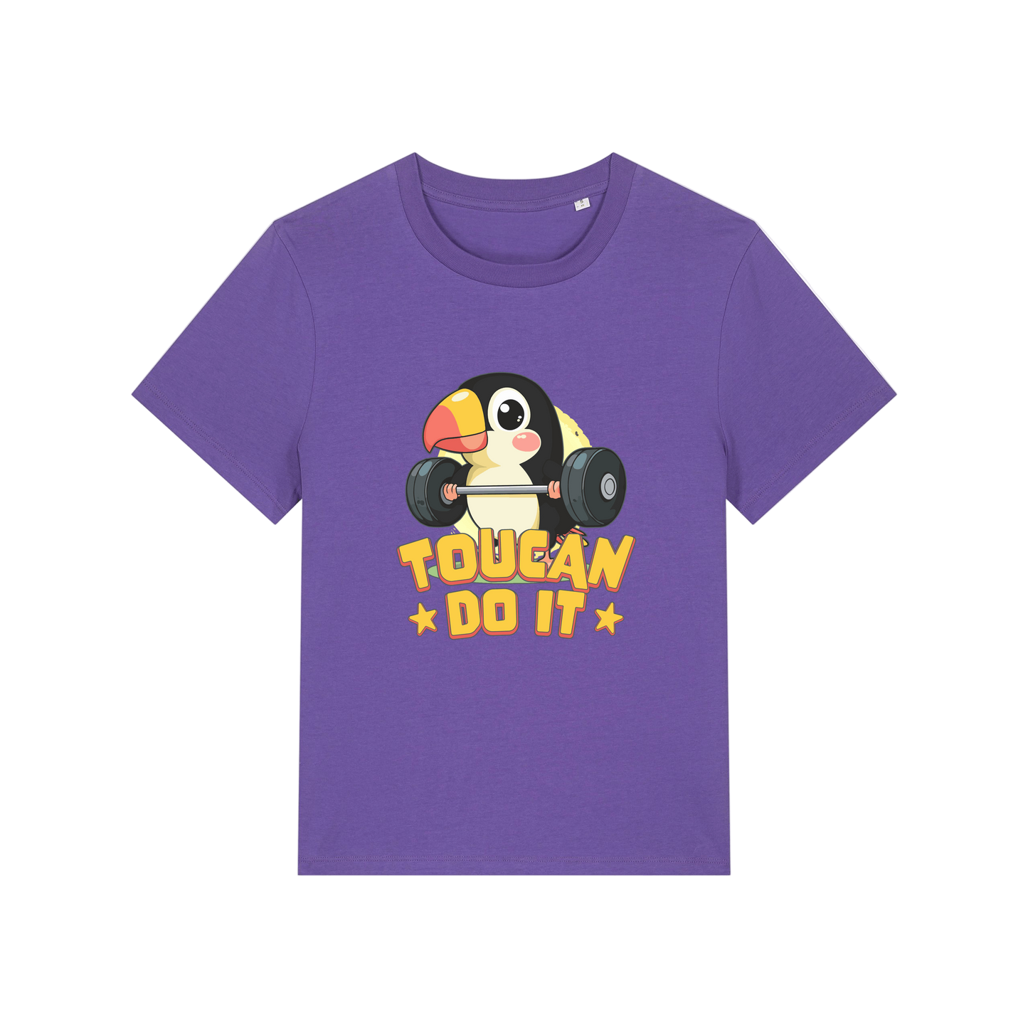 purple kawaii t-shirt with the graphic of a toucan and the slogan 'toucan do it'