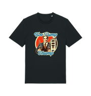 black funny offensive t-shirt with the graphic of a retro man holding a fuel pump and the slogan 'two pump chump'
