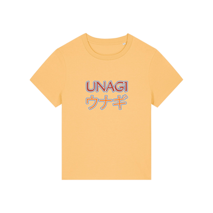 yellow slogan t-shirt, inspired by the tv show friends, with the slogan 'unagi'