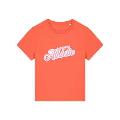 orange slogan t-shirt that reads 'i used to be athletic'