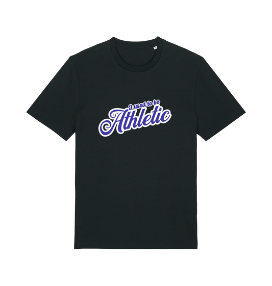 black funny slogan t-shirt with 'used to be athletic'