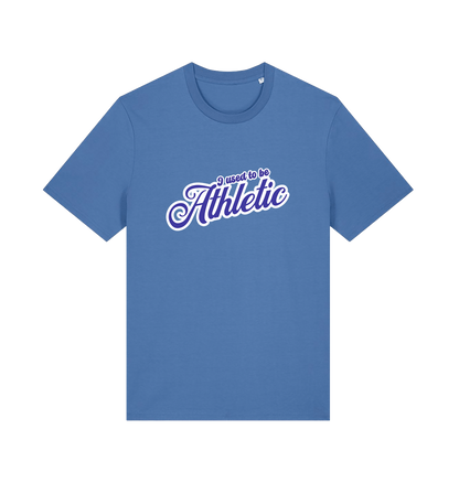 blue funny slogan t-shirt with 'used to be athletic'