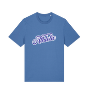 blue funny slogan t-shirt with 'used to be athletic'