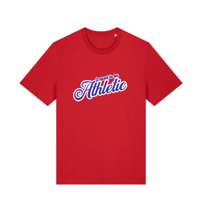 red funny slogan t-shirt with 'used to be athletic'