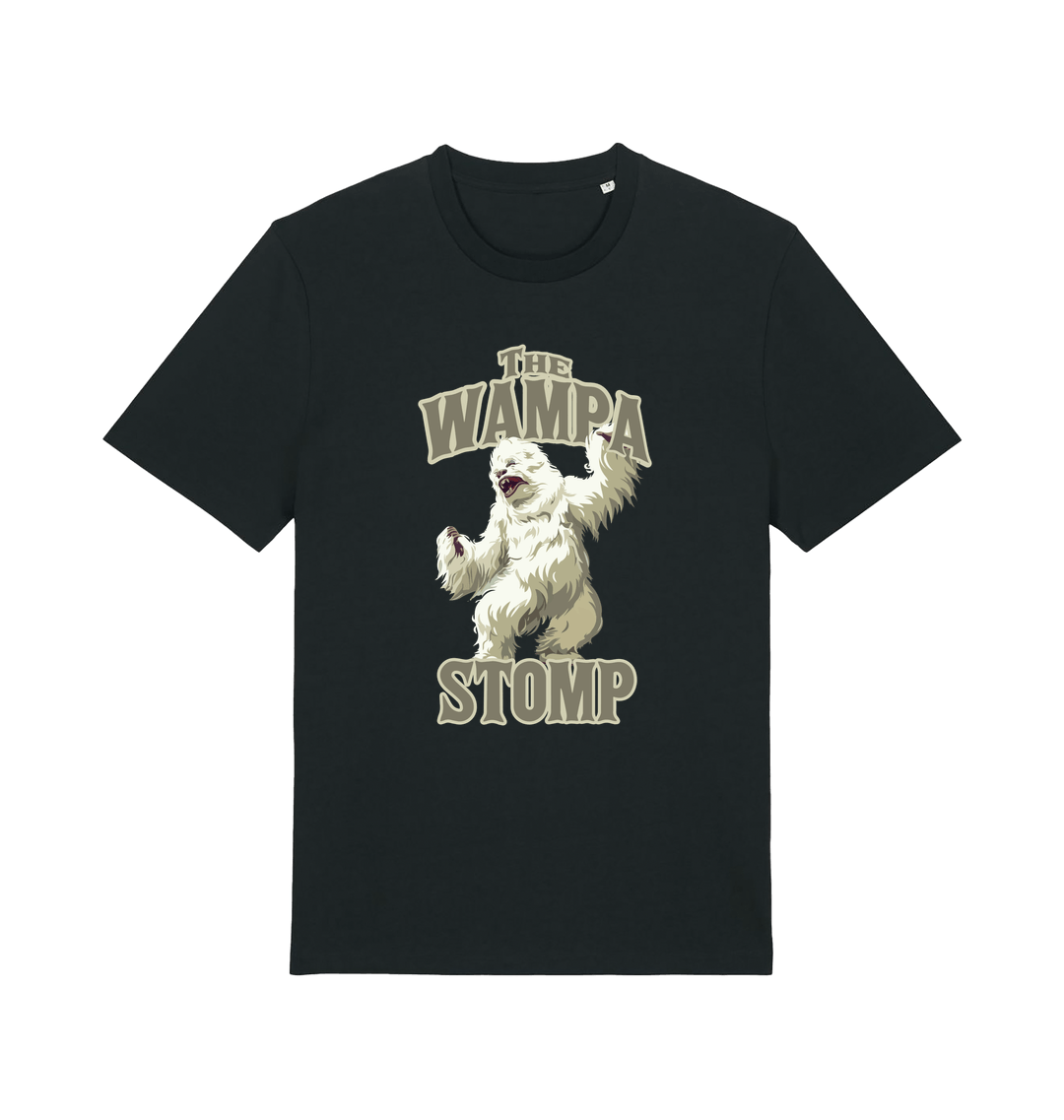 black geek t-shirt with the graphic of a wampa and the slogan 'the wampa stomp'