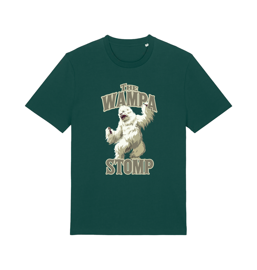 green geek t-shirt with the graphic of a wampa and the slogan 'the wampa stomp'