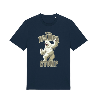 navy geek t-shirt with the graphic of a wampa and the slogan 'the wampa stomp'