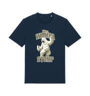 navy geek t-shirt with the graphic of a wampa and the slogan 'the wampa stomp'