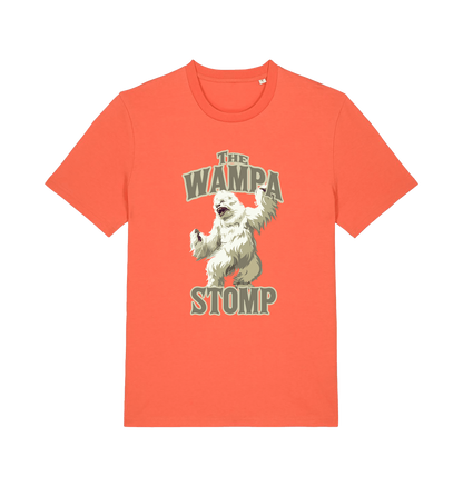 orange geek t-shirt with the graphic of a wampa and the slogan 'the wampa stomp'