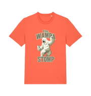 orange geek t-shirt with the graphic of a wampa and the slogan 'the wampa stomp'