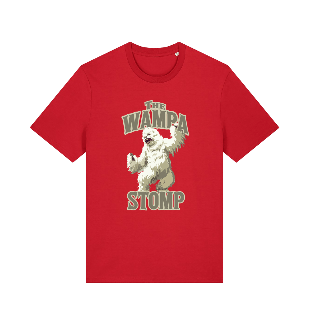 red geek t-shirt with the graphic of a wampa and the slogan 'the wampa stomp'
