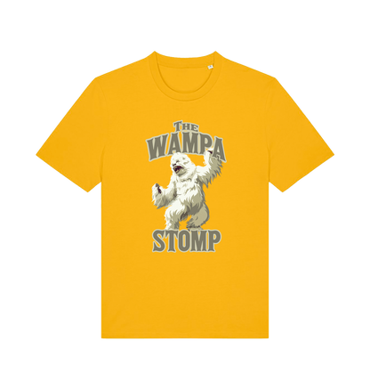 yellow geek t-shirt with the graphic of a wampa and the slogan 'the wampa stomp'