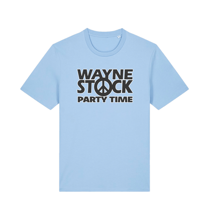 light blue movie t-shirt with the slogan 'waynestock party time'