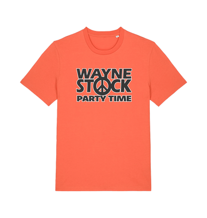 orange movie t-shirt with the slogan 'waynestock party time'