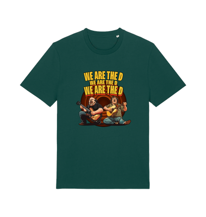 green music t-shirt with the graphic of two men playing guitars and the slogan 'we are the d'