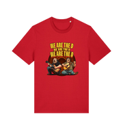 red music t-shirt with the graphic of two men playing guitars and the slogan 'we are the d'