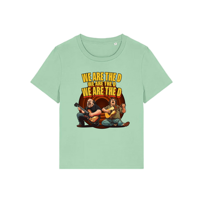 green music t-shirt with the graphic of tenacious d and the slogan 'we are the d, we are the d, we are the d'