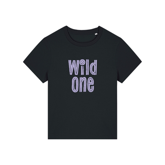 black matching t-shirt with the slogan 'wild one'