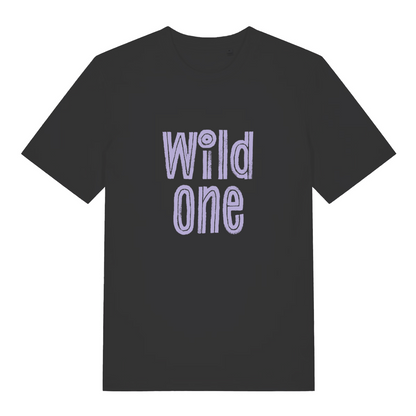 black women's matching t-shirt with the slogan 'wild one'