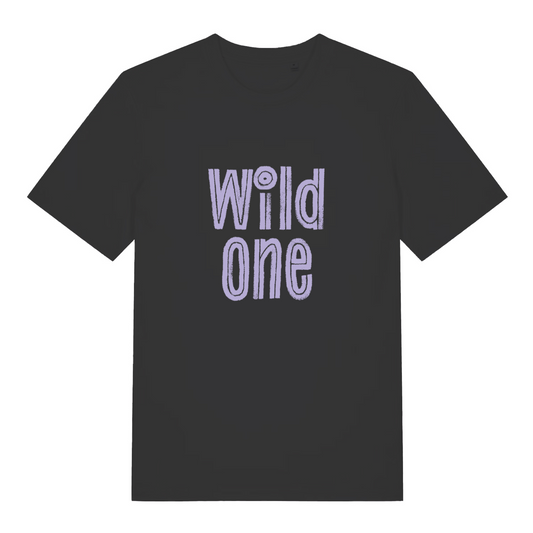 black women's matching t-shirt with the slogan 'wild one'