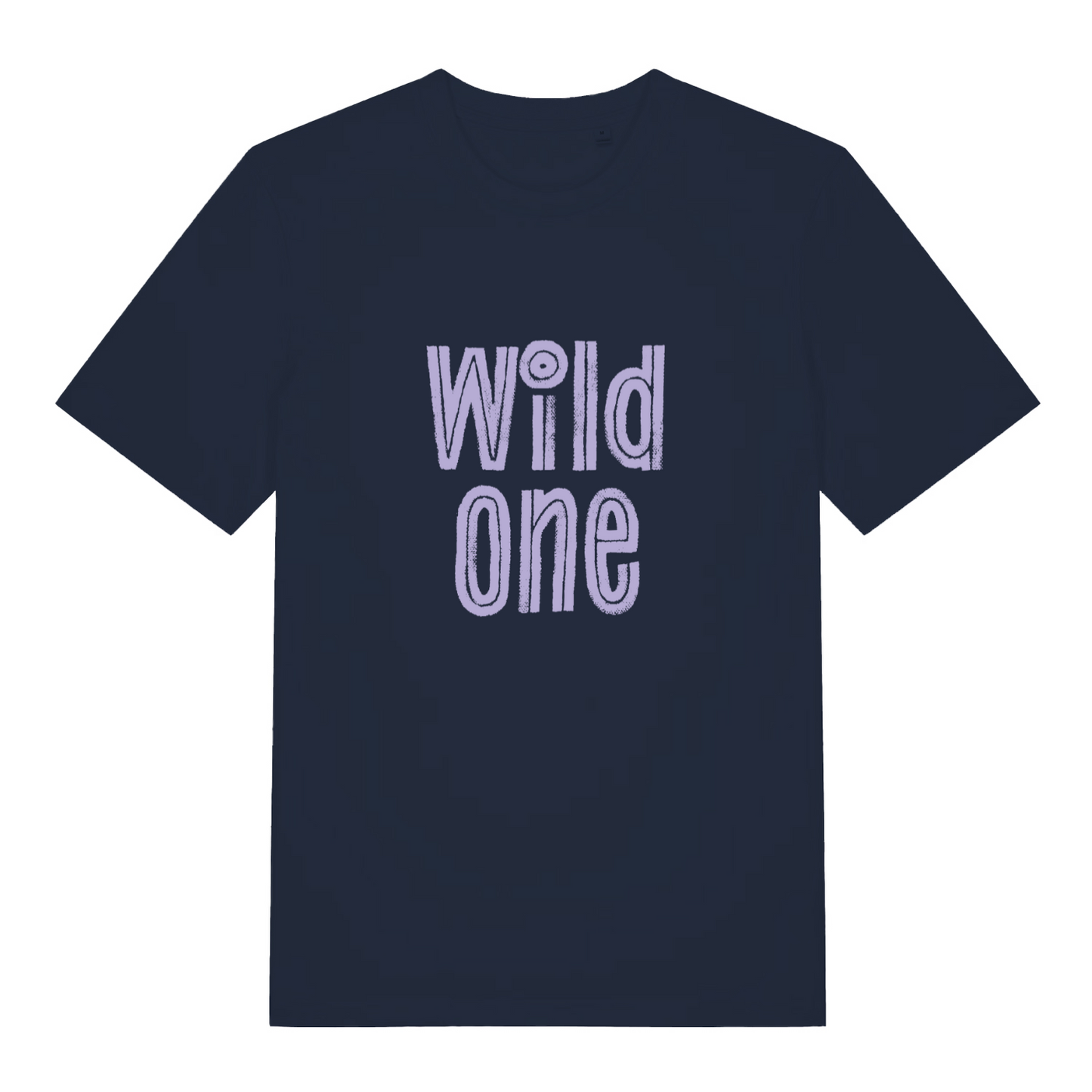 navy women's matching t-shirt with the slogan 'wild one'