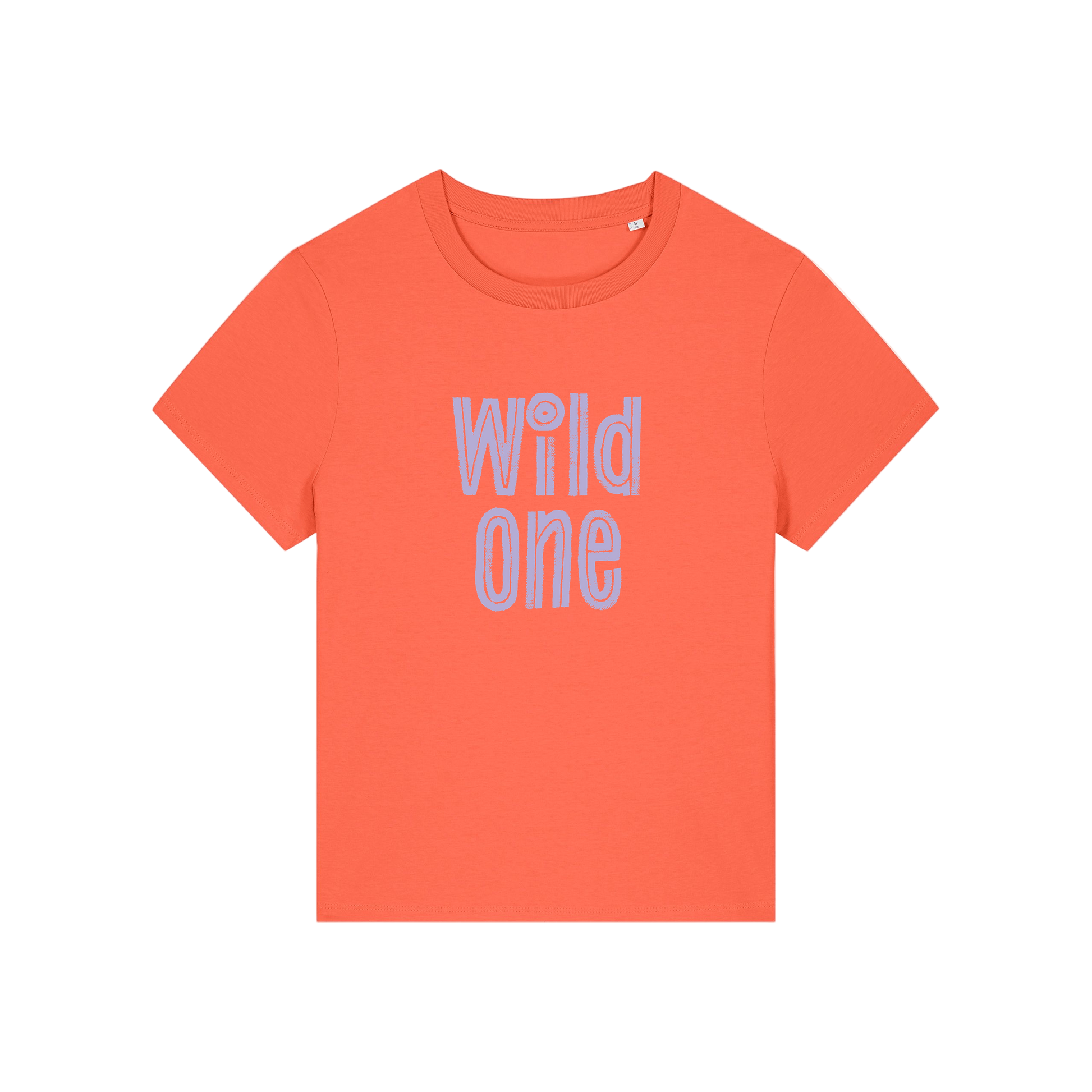 orange matching t-shirt with the slogan 'wild one'