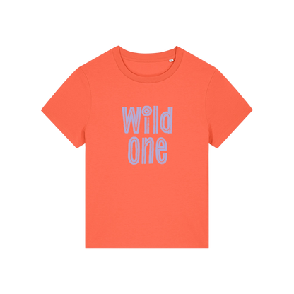orange matching t-shirt with the slogan 'wild one'