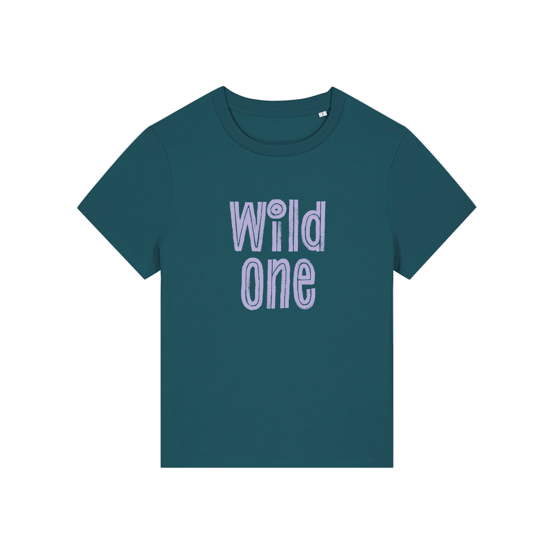 teal matching t-shirt with the slogan 'wild one'