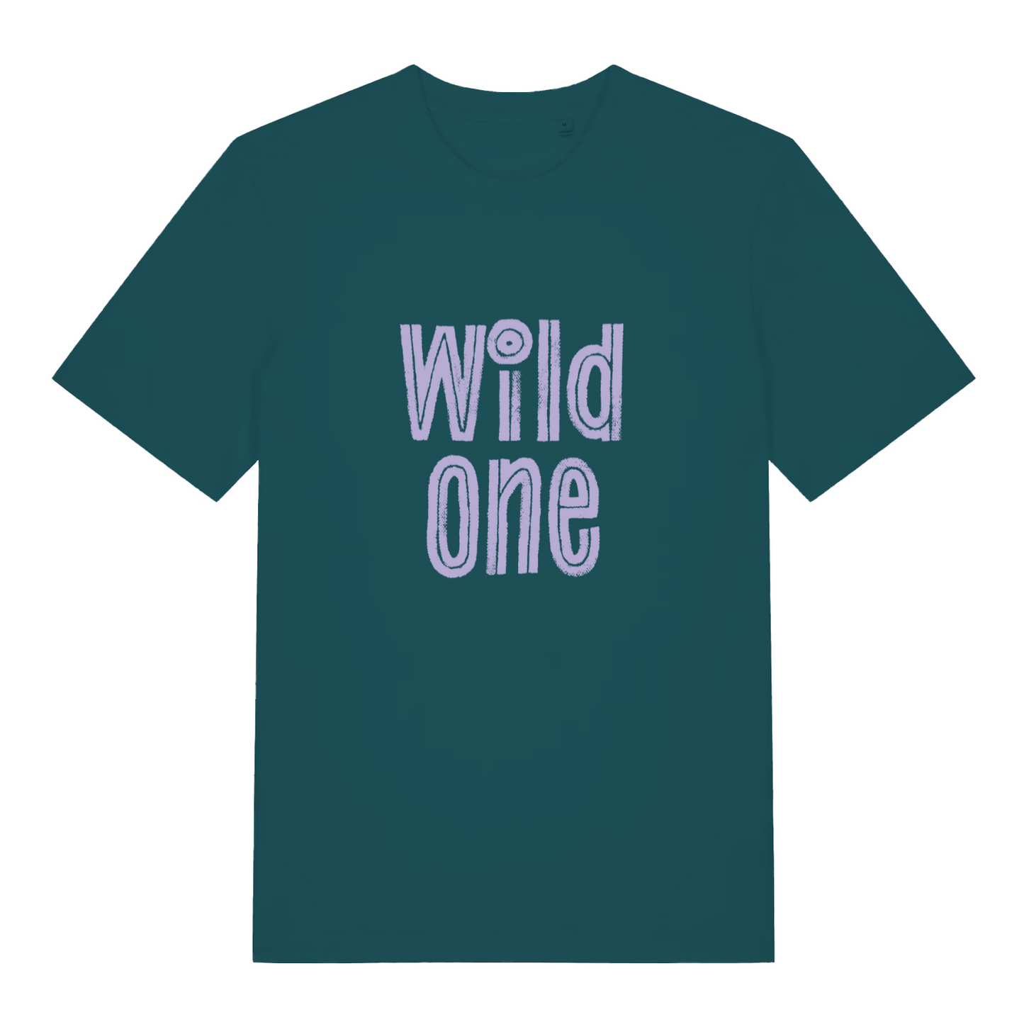 teal women's matching t-shirt with the slogan 'wild one'