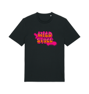 black slogan t-shirt with 'wild style' in a graffiti style