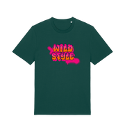 green slogan t-shirt with 'wild style' in a graffiti style