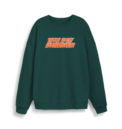 green christmas sweater with the slogan 'yippee ki-yay motherfucker