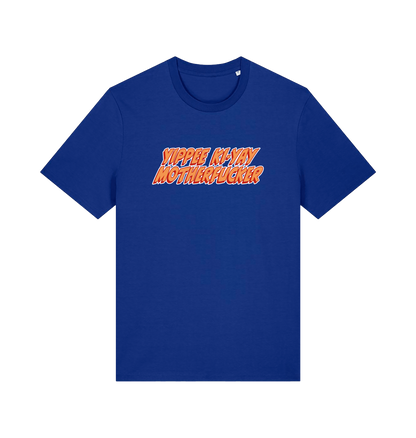 blue movie t-shirt with the slogan 'yippee ki-yay motherfucker'