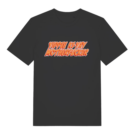 black women's movie t-shirt with the quote 'yippee ki-yay motherfucker'