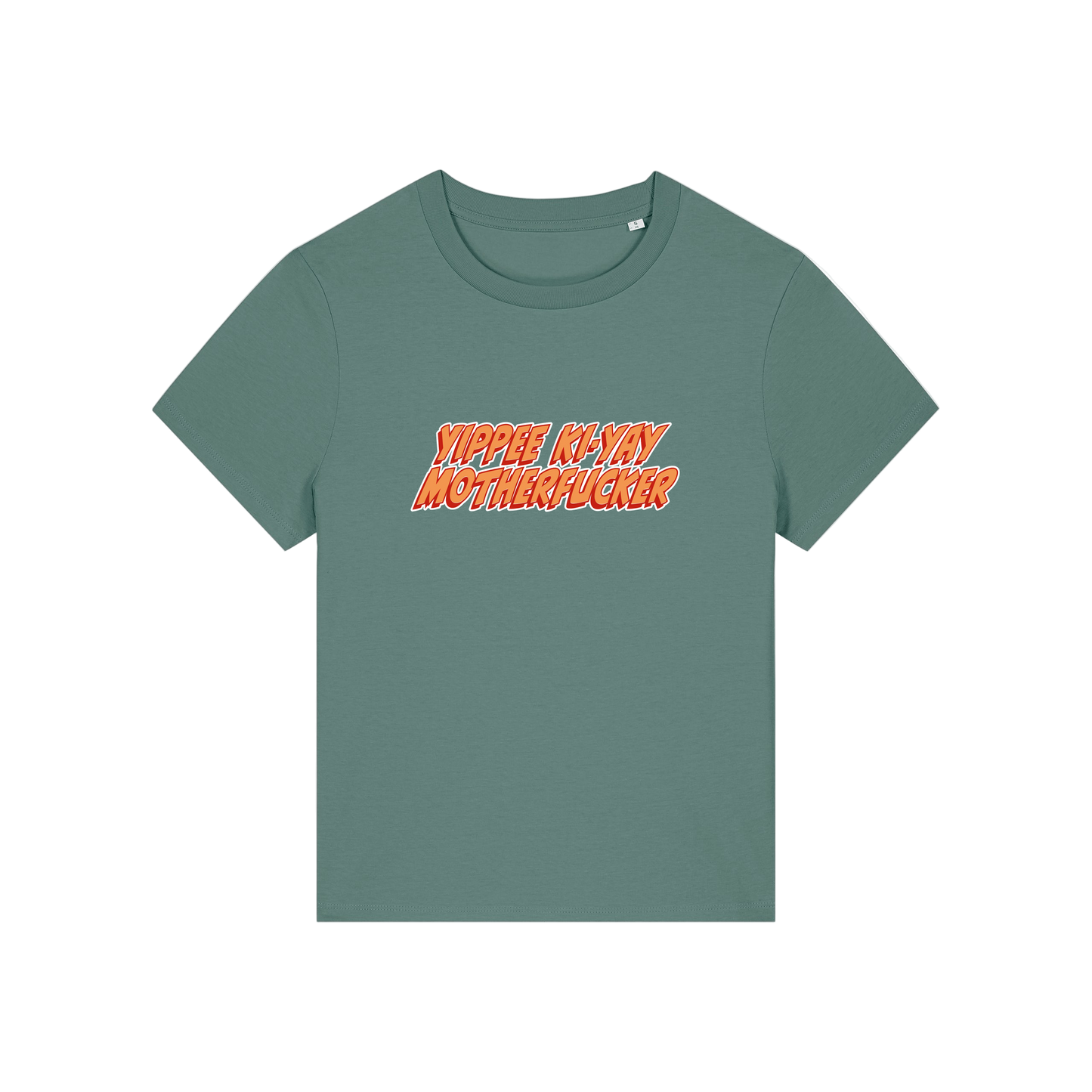 green christmas t-shirt with the slogan 'yippee ki-yay motherfucker'